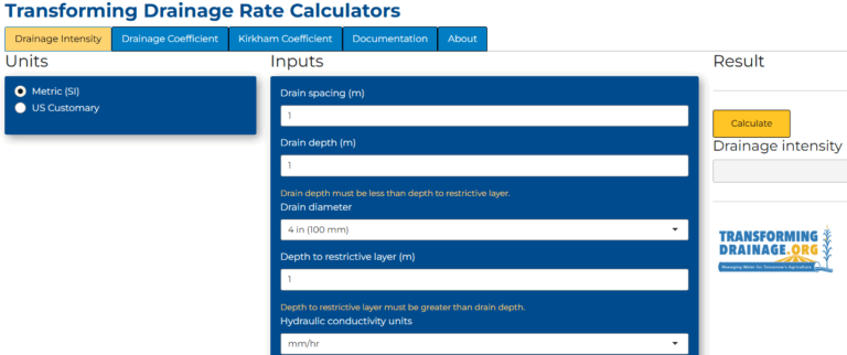 Screenshot of Drainage Calculator Screenshot of Drainage Calculator