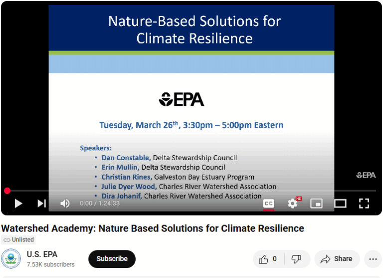 Nature-Based Solutions for Climate Resilience Webinar Video Nature-Based Solutions for Climate Resilience Webinar Video