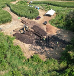 Farm field being excavated
